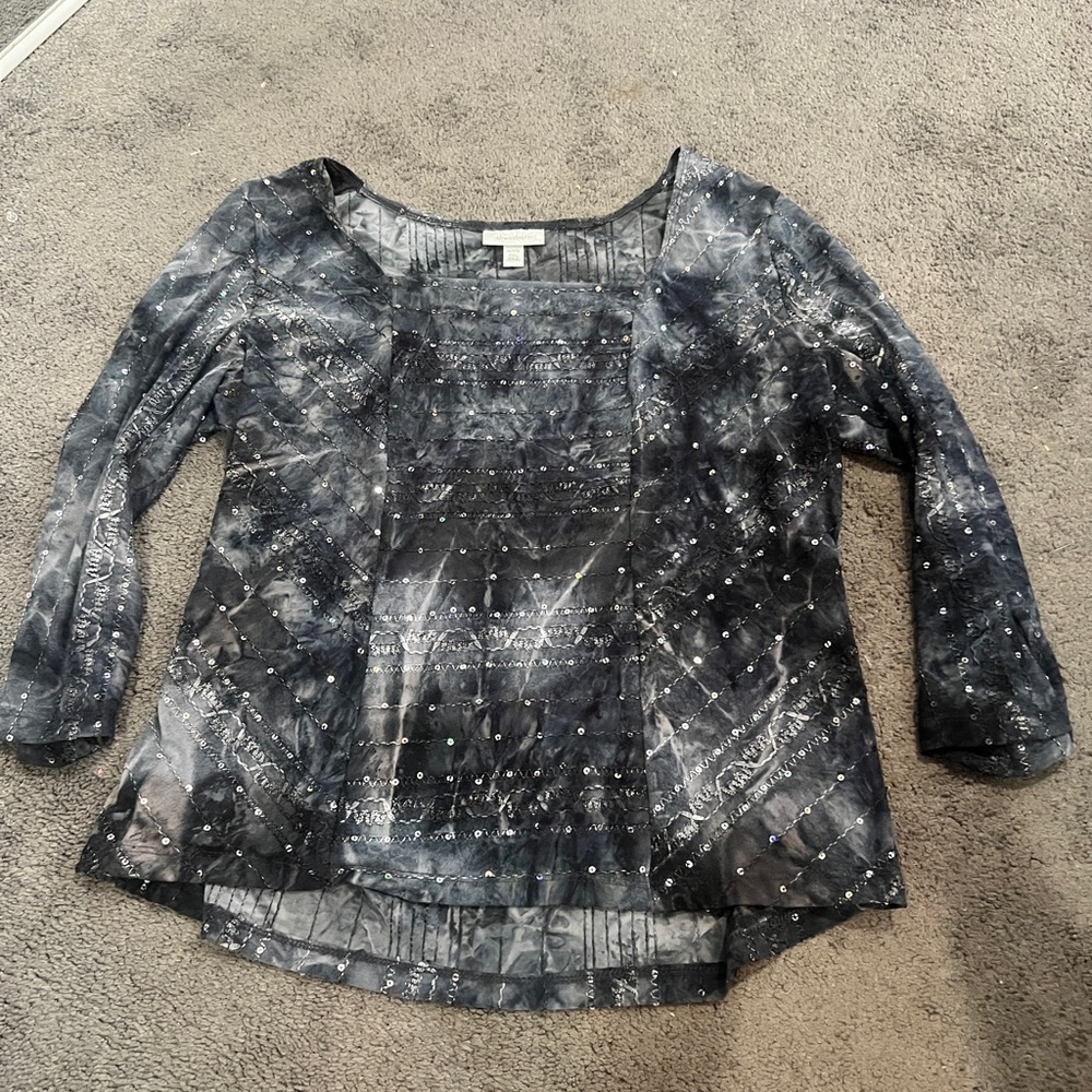 Dressbarn Black and Gray Blouse